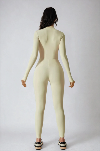 Noira Fit Longsleeve Jumpsuit- Beige
