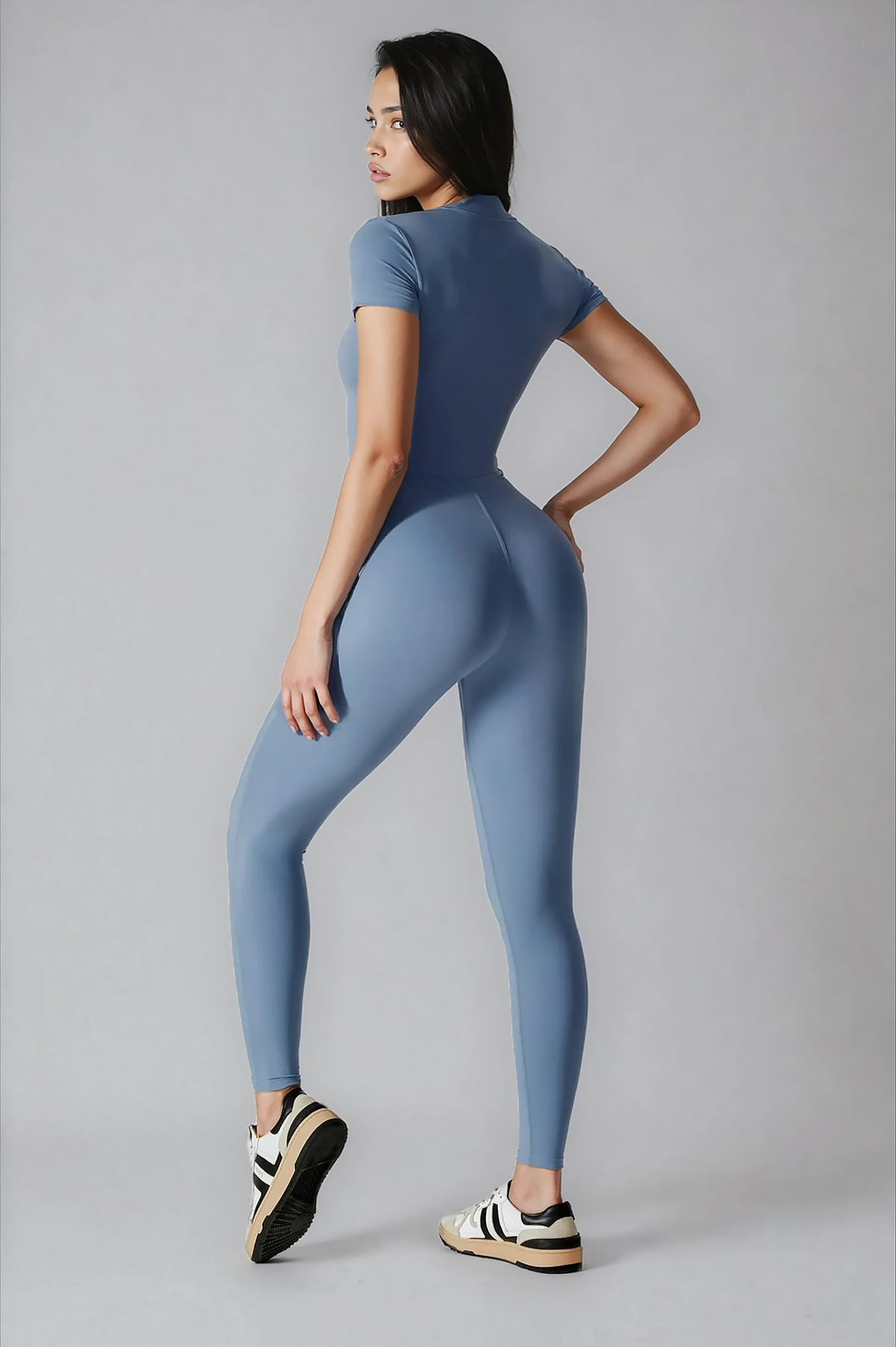 Noira Fit Short Sleeve Jumpsuit - Blue