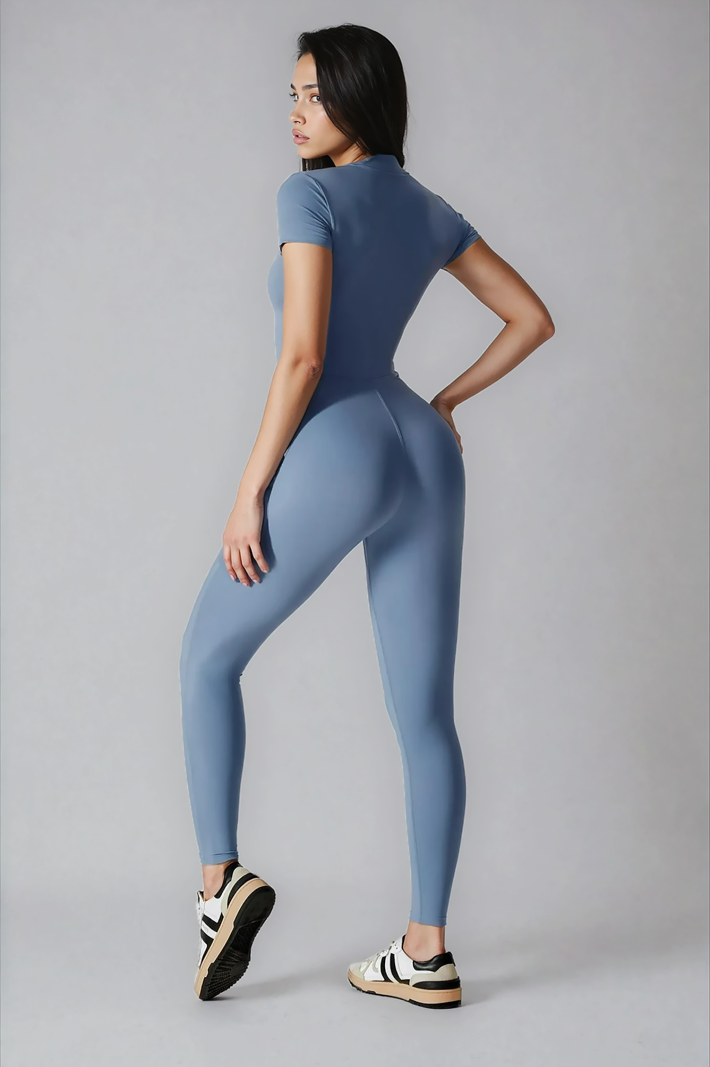 Noira Fit Short Sleeve Jumpsuit - Blue