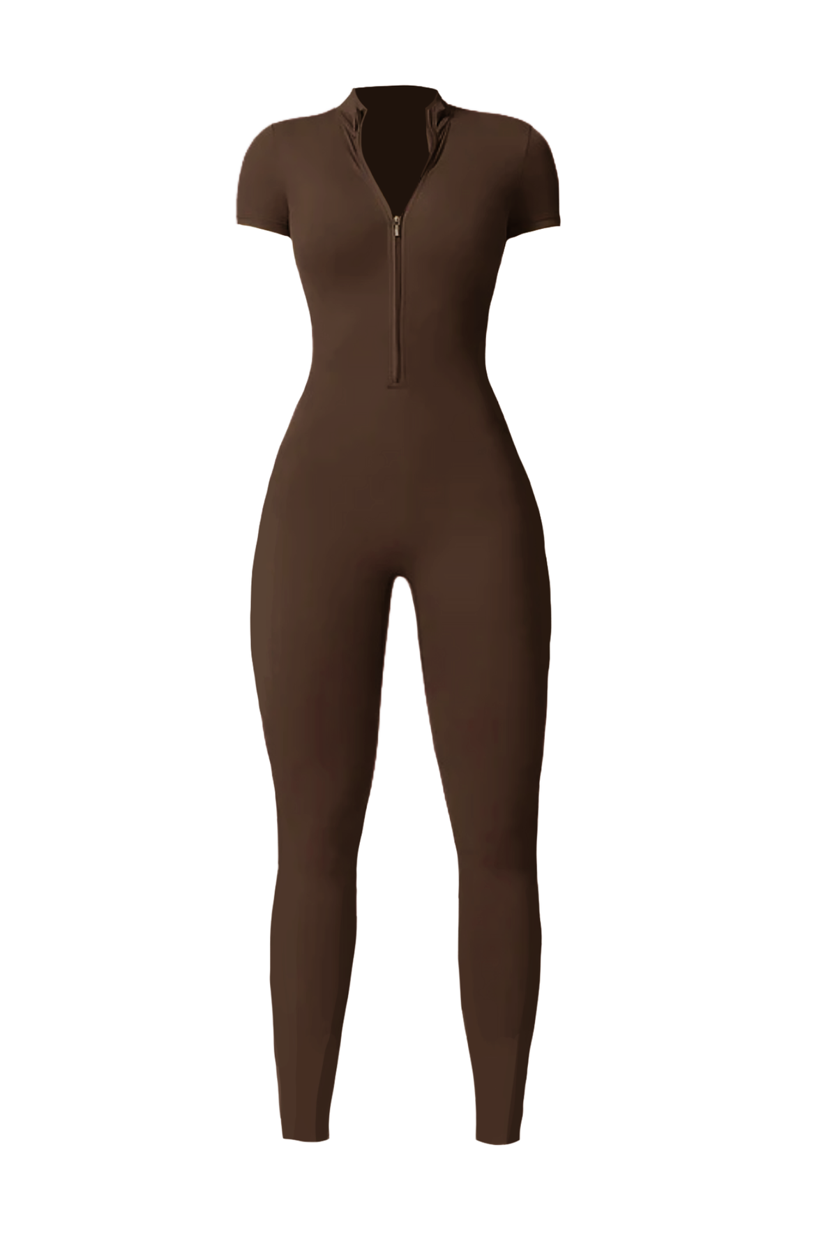 Noira Fit Short Sleeve Jumpsuit - Brown