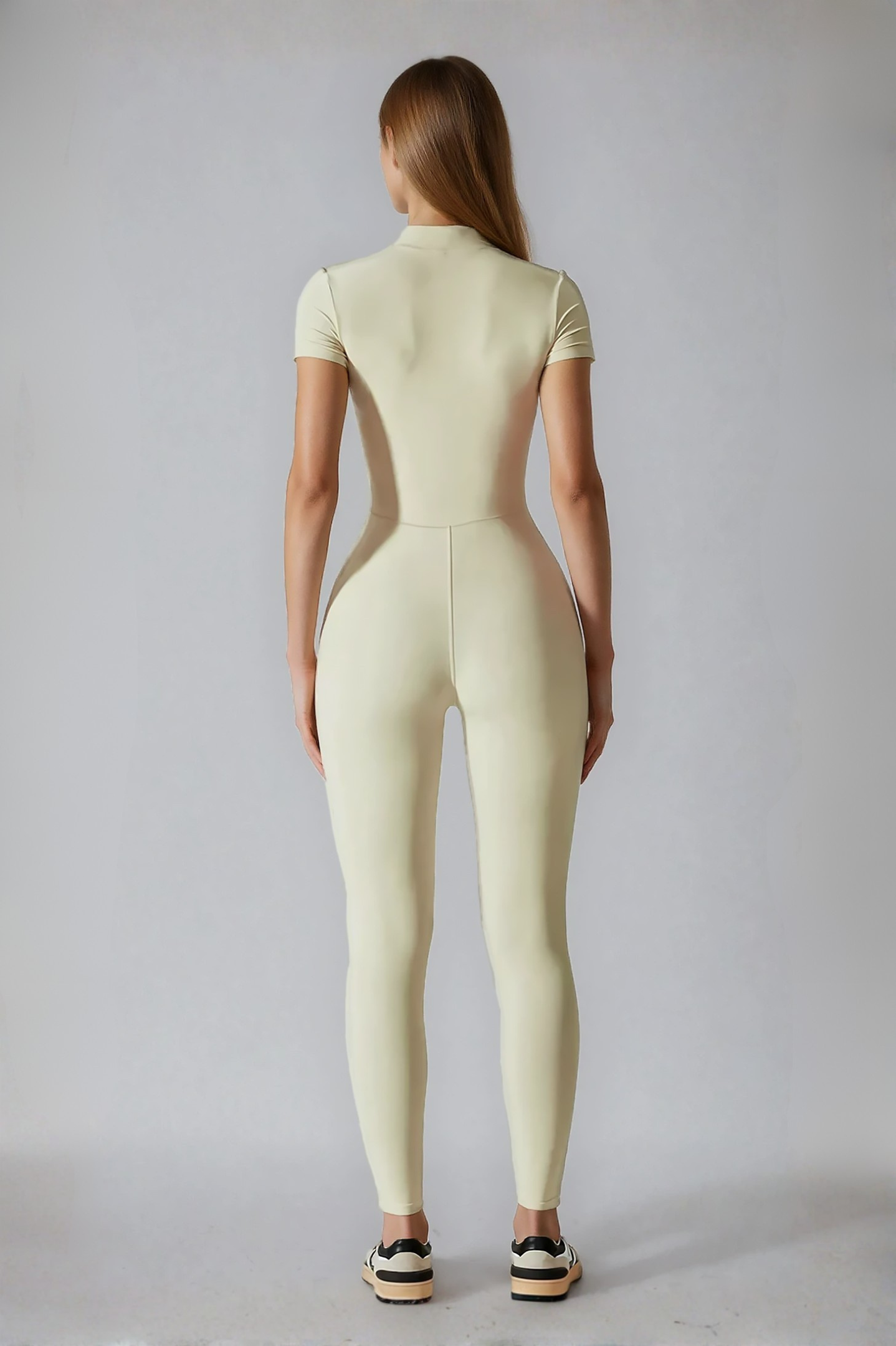 Noira Fit Short Sleeve Jumpsuit - Beige