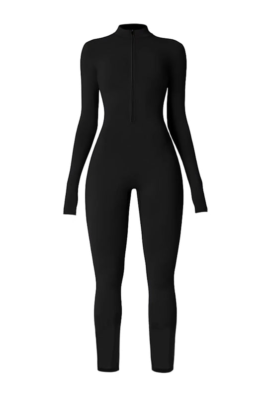 Noira Fit Long Sleeve Jumpsuit - Black